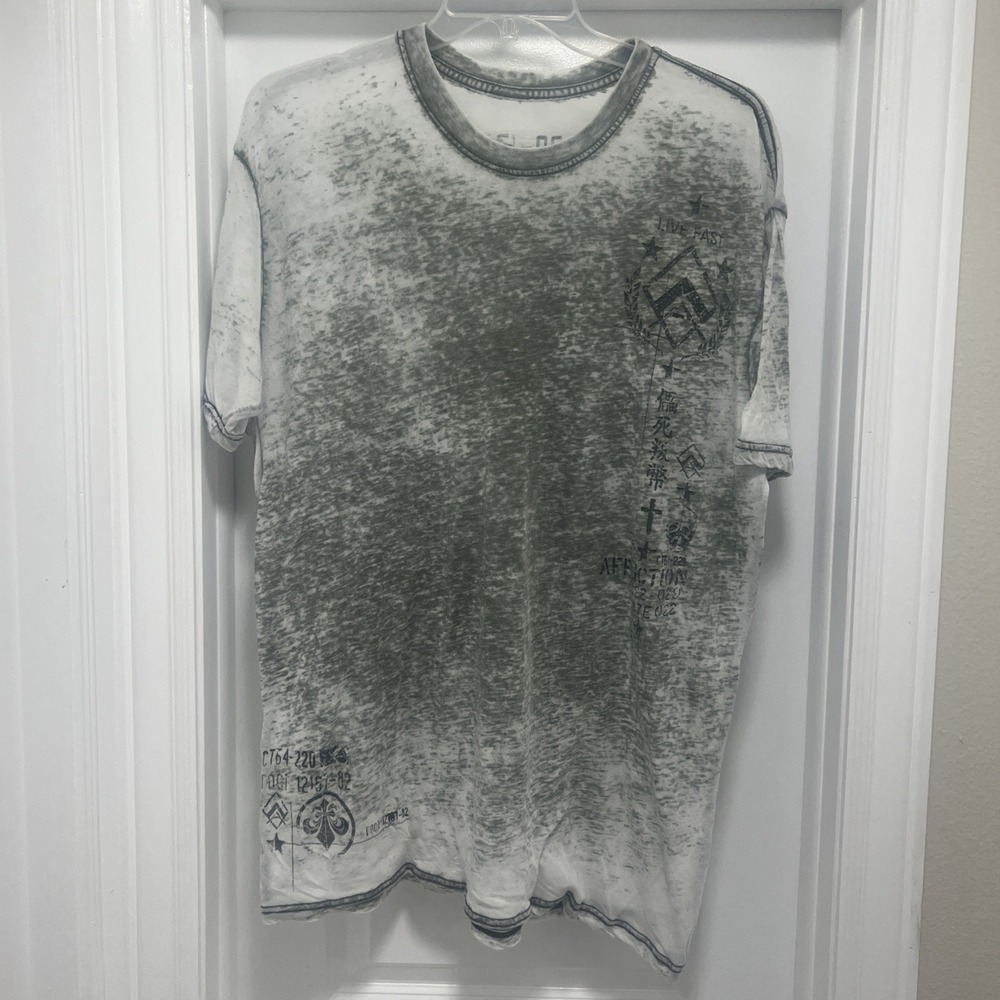 Affliction Shirt Mens XXL Green Military  Freedom Live Fast  Y2K *READ*‎